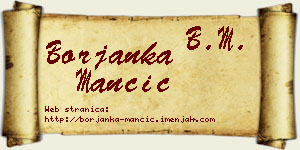 Borjanka Mančić vizit kartica